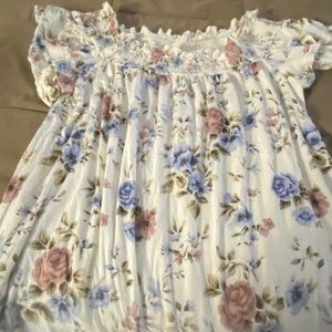 American Eagle Outfitters Floral Short Sleeve Top - Blue, Pink, Brown